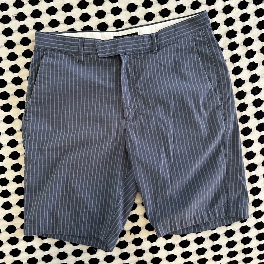 Theory Blue Flat Front Shorts Lightweight Cotton Blend